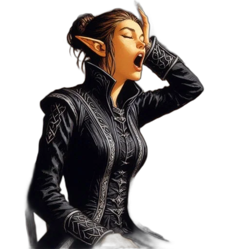 face, fantasy art, concept art, comic book art, photorealistic, woman, elf-like, ears transparent PNG cut-out