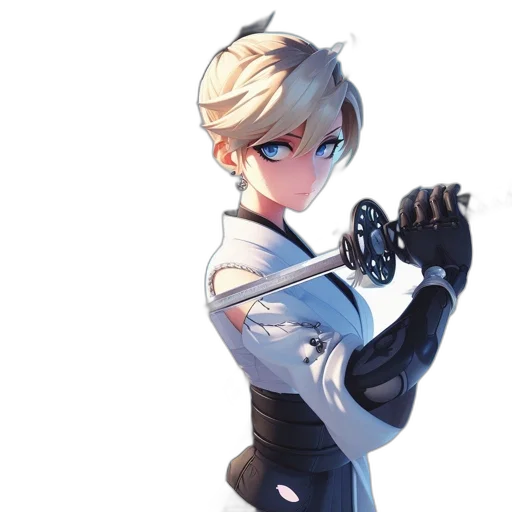 staff, robot, weapon, jacket, concept art, anime, pixel art, fantasy art transparent PNG cut-out