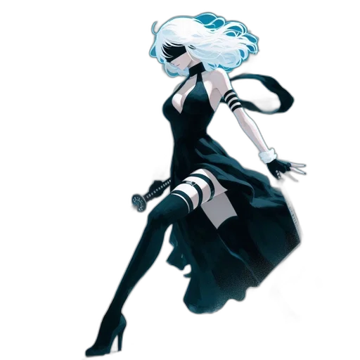 dress, robot, mask, staff, concept art, anime, comic book art, 3d render transparent PNG cut-out