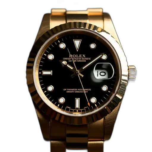 jewelry, 3d render, golden, gold, rolex, watches, face, black transparent PNG cut-out