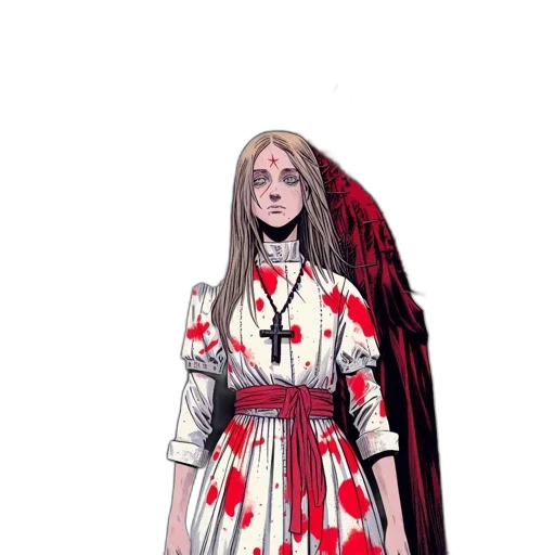 dress, staff, concept art, fantasy art, comic book art, pixel art, red, dark transparent PNG cut-out