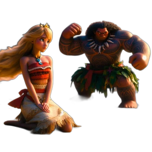 concept art, 3d render, fantasy art, underwater, two, animated, characters, pose transparent PNG cut-out
