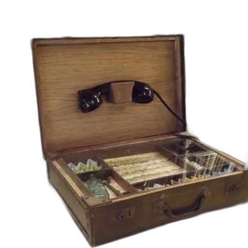 jewelry, weapon, furniture, open, wooden, suitcase, filled, various transparent PNG cut-out