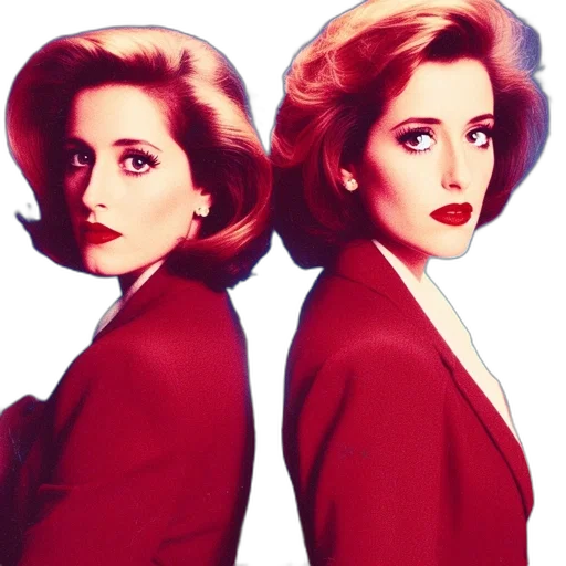 photorealistic, cartoon, red, two, women, both, sporting, similar transparent PNG cut-out