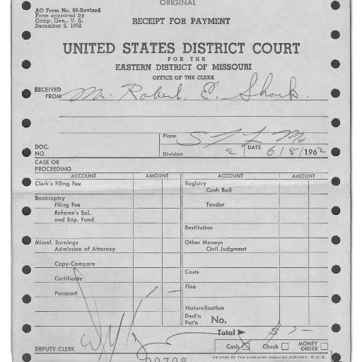 receipt, payment, united, states, district, court, eastern, missouri transparent PNG cut-out
