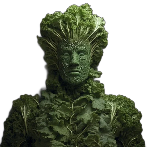 creature, face, food, mask, concept art, 3d render, green, human transparent PNG cut-out