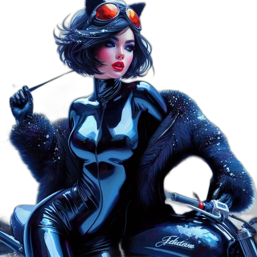 comic book art, concept art, fantasy art, cyberpunk, blue, woman, short, black transparent PNG cut-out