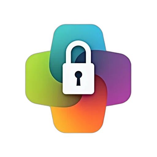 colorful, geometric, shape, lock, icon, center, divided, into transparent PNG cut-out