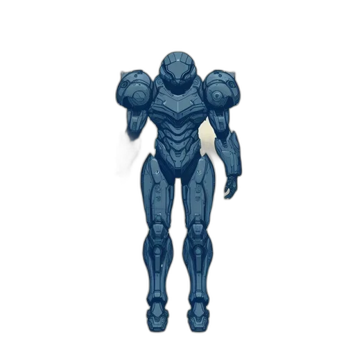 robot, creature, weapon, 3d render, concept art, pixel art, fantasy art, blue transparent PNG cut-out