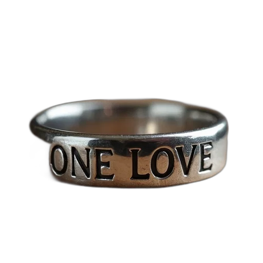 jewelry, silver, ring, words, one, love, engraved, placed transparent PNG cut-out
