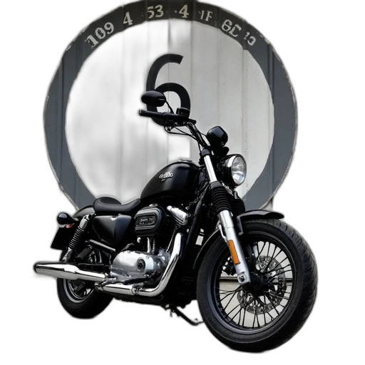 photorealistic, 3d render, black, chrome, motorcycle, parked, front, wall transparent PNG cut-out