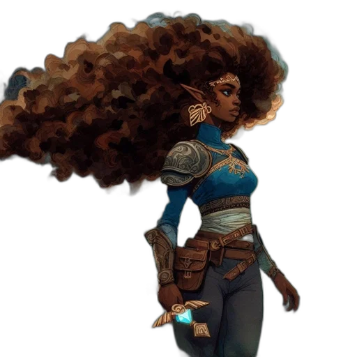 hair, concept art, fantasy art, comic book art, pixel art, blue, earth tones, dark transparent PNG cut-out