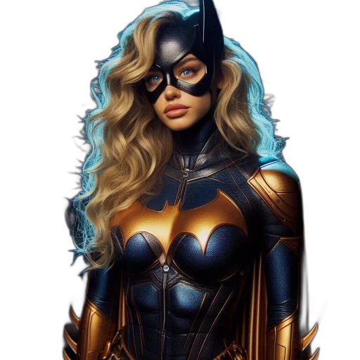 comic book art, concept art, fantasy art, cartoon, female, character, batman-inspired, costume transparent PNG cut-out