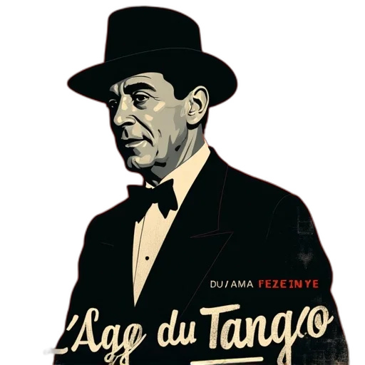 vintage, poster, featuring, portrait, carlos, gardel, famous, tango transparent PNG cut-out