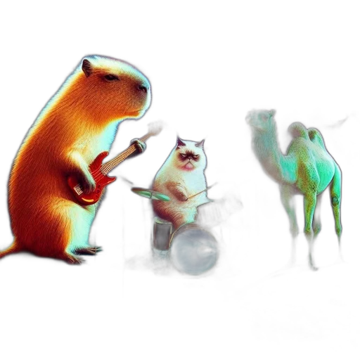 animal, concept art, 3d render, photorealistic, fantasy art, outer space, neon lights, surreal transparent PNG cut-out