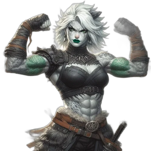 weapon, fantasy art, concept art, comic book art, pixel art, green, fierce, female transparent PNG cut-out