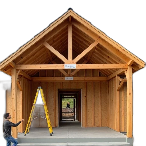 building, 3d render, photorealistic, concept art, construction, site, wooden, roof transparent PNG cut-out