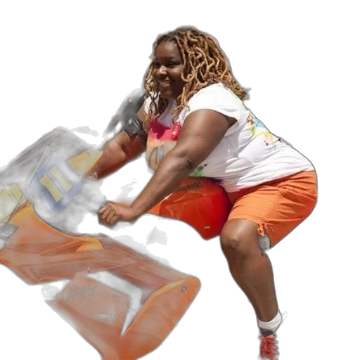 creature, weapon, concept art, photorealistic, woman, rides, orange, motorcycle transparent PNG cut-out