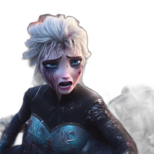 face, concept art, comic book art, fantasy art, 3d render, snow, fire, blue transparent PNG cut-out