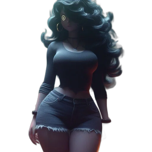 dress, hair, jacket, 3d render, concept art, photorealistic, fantasy art, dark transparent PNG cut-out