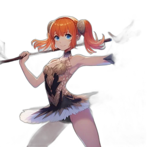 staff, weapon, sword, dress, concept art, anime, fantasy art, watercolor transparent PNG cut-out