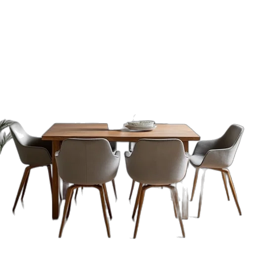 furniture, 3d render, photorealistic, concept art, earth tones, seater, dining, table transparent PNG cut-out