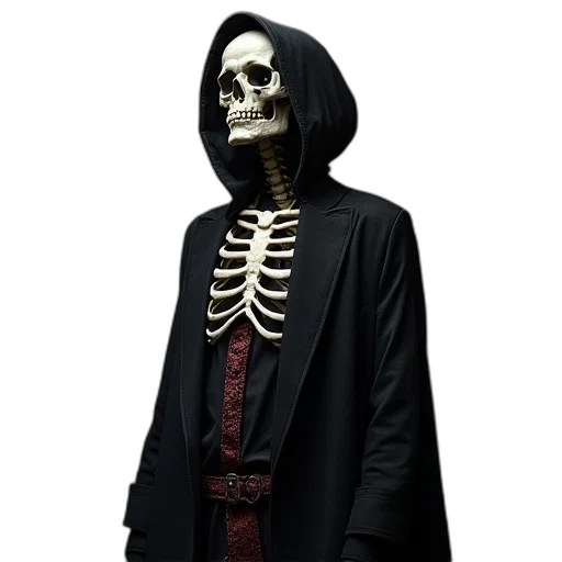 jacket, staff, jewelry, mask, 3d render, concept art, dark, adult transparent PNG cut-out
