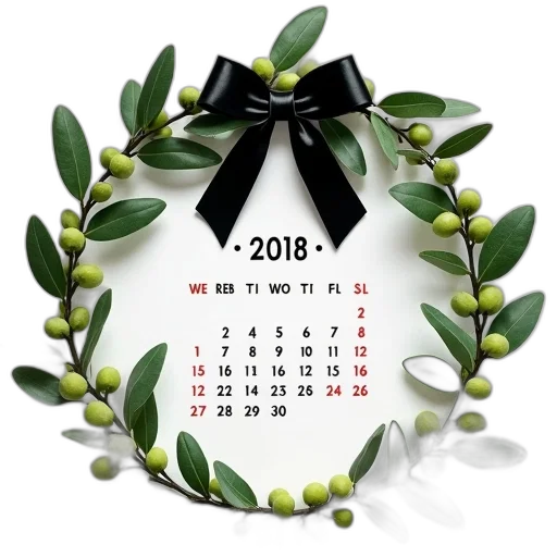 december, calendar, 2018, green transparent PNG cut-out