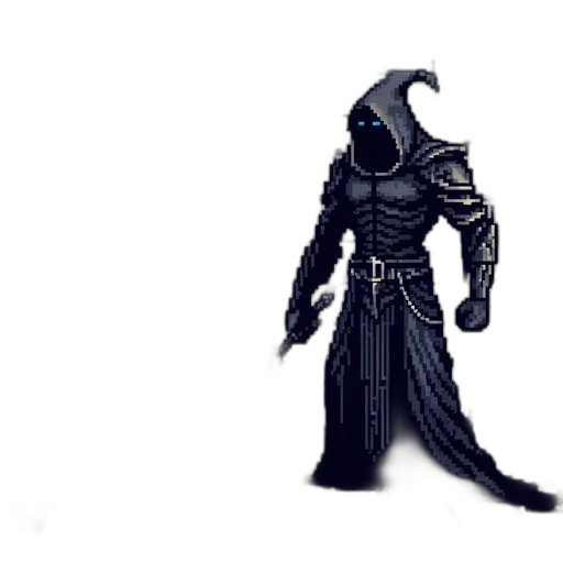 robot, staff, mask, creature, concept art, 3d render, pixel art, fantasy art transparent PNG cut-out
