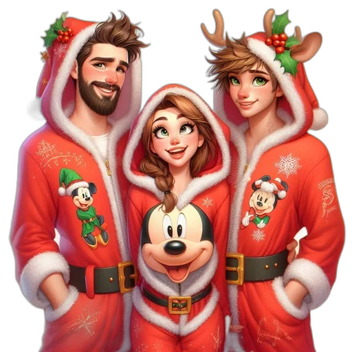 concept art, cartoon, 3d render, fantasy art, snow, three, festively, attired transparent PNG cut-out