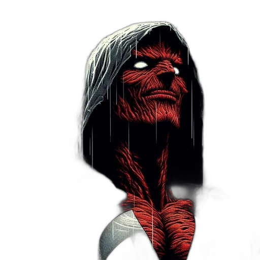 face, mask, comic book art, concept art, photorealistic, red, night, hooded transparent PNG cut-out
