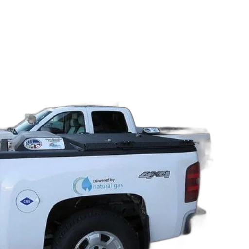 car, 3d render, white, pickup, truck, sticker, says, powered transparent PNG cut-out