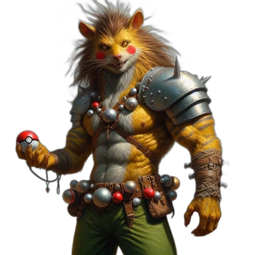 staff, animal, concept art, fantasy art, 3d render, pixel art, fierce, anthropomorphic transparent PNG cut-out
