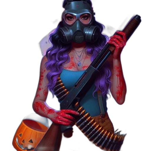 mask, weapon, concept art, cyberpunk, fantasy art, pixel art, costumed, figure transparent PNG cut-out