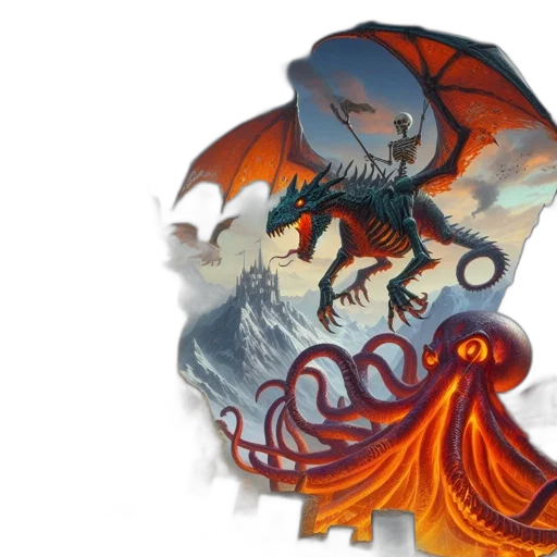 dragon, concept art, fantasy art, twilight, fortress, amid, rugged, terrain transparent PNG cut-out