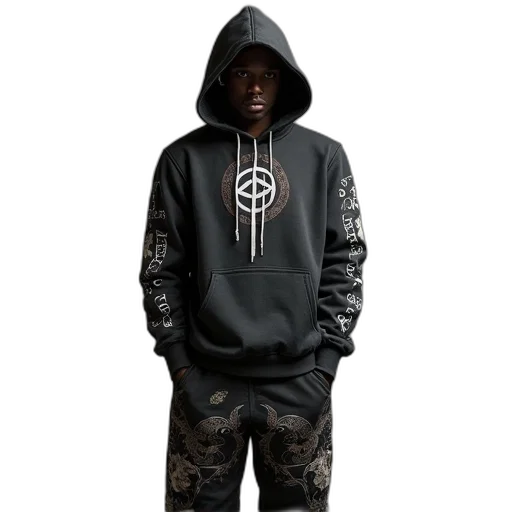 jacket, 3d render, concept art, dark, fifth, element, hoodie, sweatpants transparent PNG cut-out
