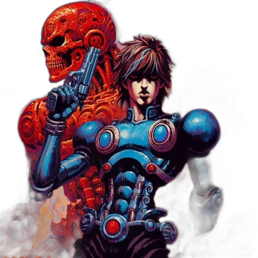 robot, comic book art, concept art, pixel art transparent PNG cut-out