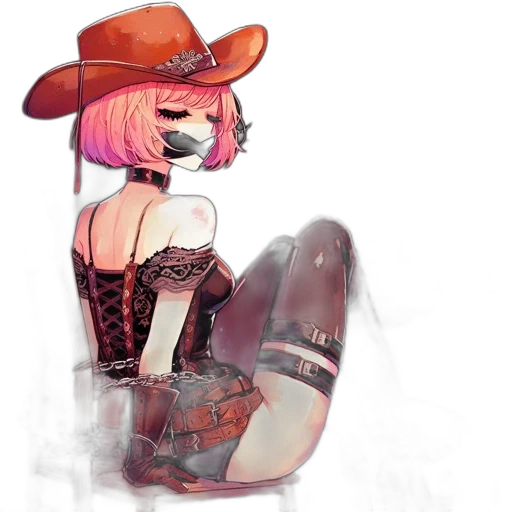 hat, dress, weapon, mask, concept art, watercolor, fantasy art, pixel art transparent PNG cut-out
