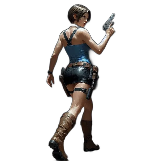 weapon, staff, jacket, concept art, cyberpunk, 3d render, pixel art, female transparent PNG cut-out