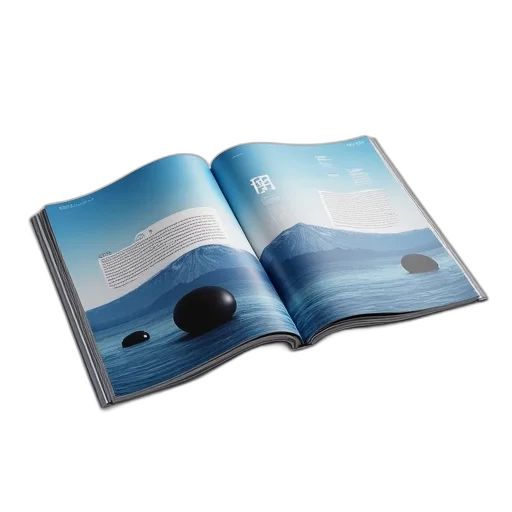umbrella, photorealistic, 3d render, concept art, underwater, magazine, open, page transparent PNG cut-out