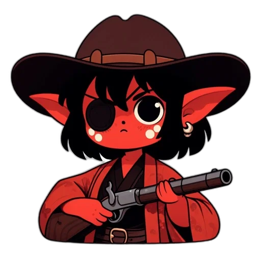 weapon, staff, hat, animal, pixel art, anime, cartoon, concept art transparent PNG cut-out