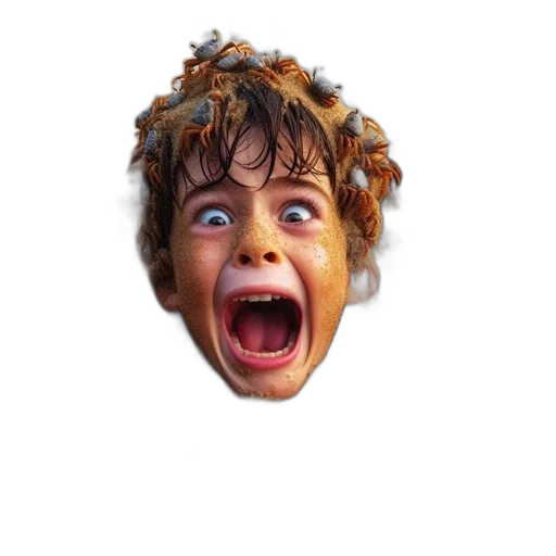 face, creature, mask, hair, 3d render, photorealistic, concept art, pixel art transparent PNG cut-out