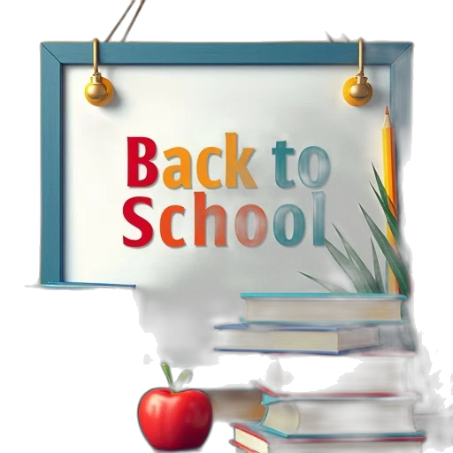 3d render, colorful, back, school transparent PNG cut-out