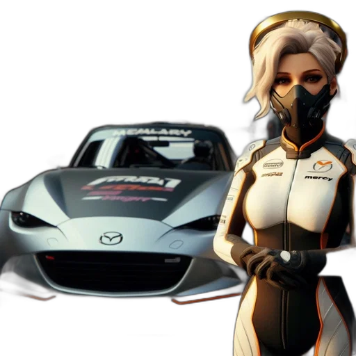 car, concept art, 3d render, fantasy art, cartoon, futuristic, setting, woman transparent PNG cut-out