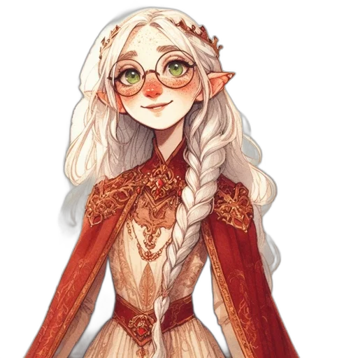 dress, dragon, staff, crown, fantasy art, concept art, pixel art, watercolor transparent PNG cut-out