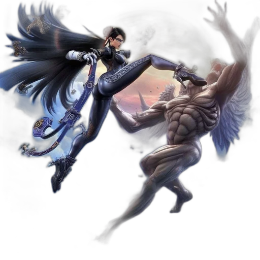 concept art, fantasy art, comic book art, pixel art, blue, dark, woman, kicks transparent PNG cut-out