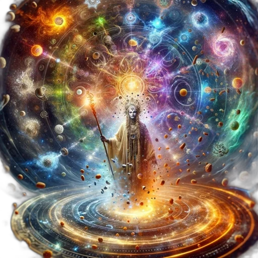 staff, sword, dress, concept art, fantasy art, outer space, fire, image transparent PNG cut-out