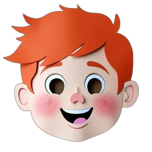 mask, face, creature, cartoon, 3d render, concept art, photorealistic, paper transparent PNG cut-out