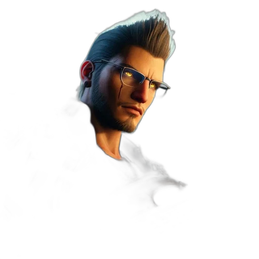 staff, face, jacket, weapon, concept art, 3d render, photorealistic, cyberpunk transparent PNG cut-out