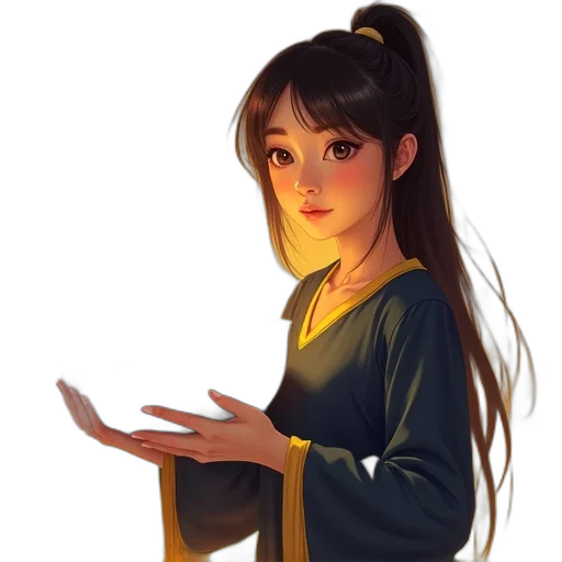 staff, face, dress, dragon, fantasy art, concept art, anime, pixel art transparent PNG cut-out